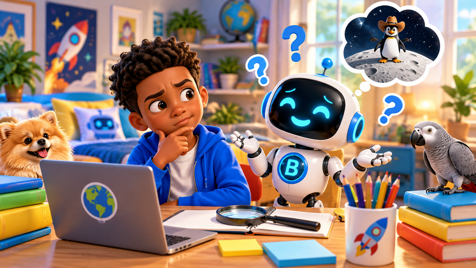 Marcus thinking carefully after Byte gives a questionable AI answer